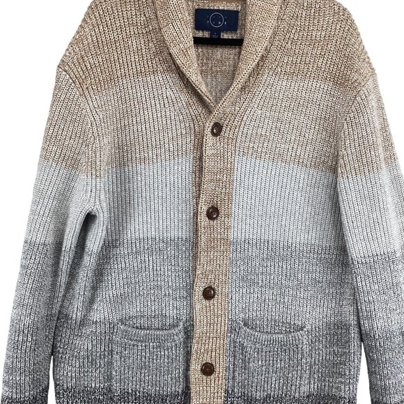 Even Tide Shawl Collar Cardigan Sweater Size Large Beige & Gray Thick WInter - Picture 3 of 10